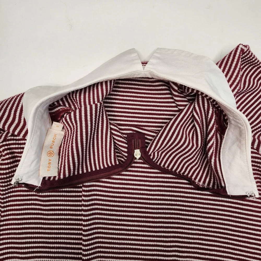 Y2k Vintage Tory Burch Peter-Pan Collar Striped Top Sz S - Picture 8 of 13